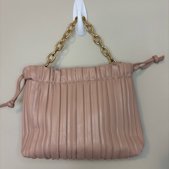 Emperia Elegant Pink Pleated Purse with Gold Chain - Picture 7 of 9
